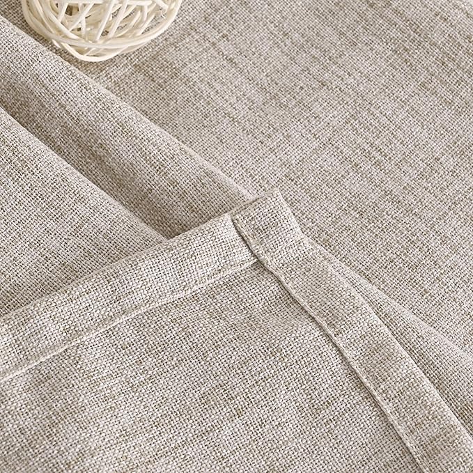 YoungsTex Linen Curtains 30 Inch Long with Grommet for Kitchen Cafe Window, Short Drapes Light Filtering Rustic Style for Bathroom Small Window, 42 X 30 Inch, 2 Panels