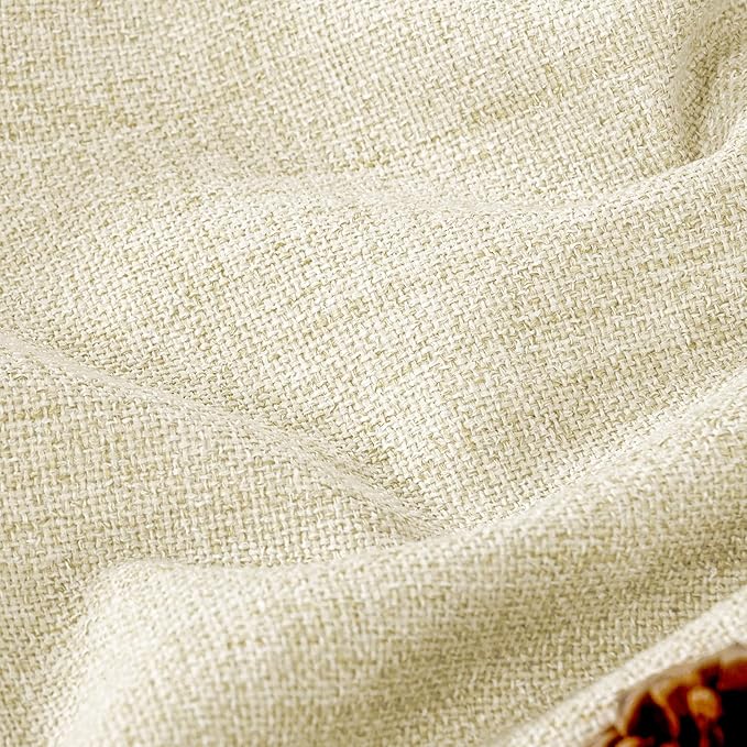 40 Inch Length Linen Blackout Curtains for Short Cafe Window, Thermal Insulated Light Blocking Soundproof Privacy Burlap Curtains 2 Panels, Each 38 Inch Wide Cream