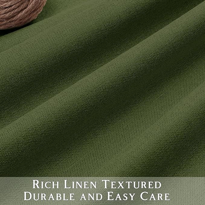 ChrisDowa 100% Blackout Olive Green Solid Curtains 102 Inches Long 2 Panels for Bedroom Living Room,Farmhouse Room Darkening Thermal Insulated Soundproof Grommet Top Window Treatment Drapes,52x102
