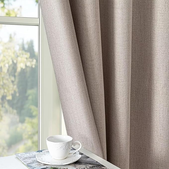 100% Blackout Curtains for Bedroom Room, Custom Curtains Blackout Thermal Insulated 1 Panel, Grommet Light Blocking Drapes for Bedroom Windows Luxury Decor(Custom Size,Light Beige