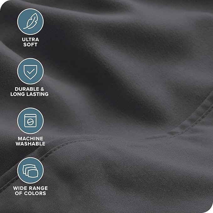 Bare Home Hotel Luxury Queen Sheet Set, Extra Soft - 6 Piece Set - Deep Pockets - Easy Fit - Cooling & Breathable - Wrinkle, Fade, Stain Resistant - Includes 4 Pillowcases (Queen, Grey)