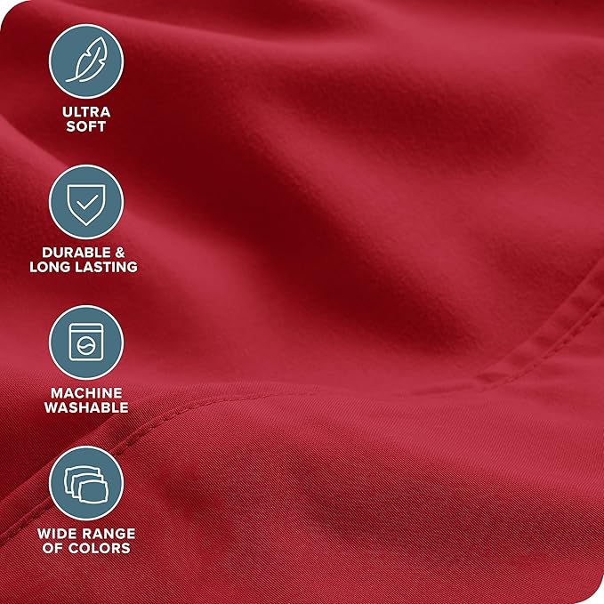 Bare Home Hotel Luxury Twin XL Sheet Set, Extra Soft - 4 Piece Set - Deep Pockets - Easy Fit - Cooling & Breathable - Wrinkle, Fade, Stain Resistant - Includes 2 Pillowcases (Twin XL, Red)