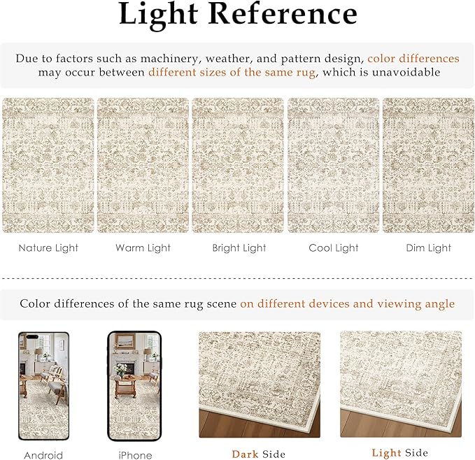 Light Brown Runner Rug 2x10 Hallway Machine Washable Kitchen Vintage Distressed Non Slip Long Carpet Indoor Retro Floral Bedroom Accent Throw Rug for Bathroom Office Laundry Dining Room