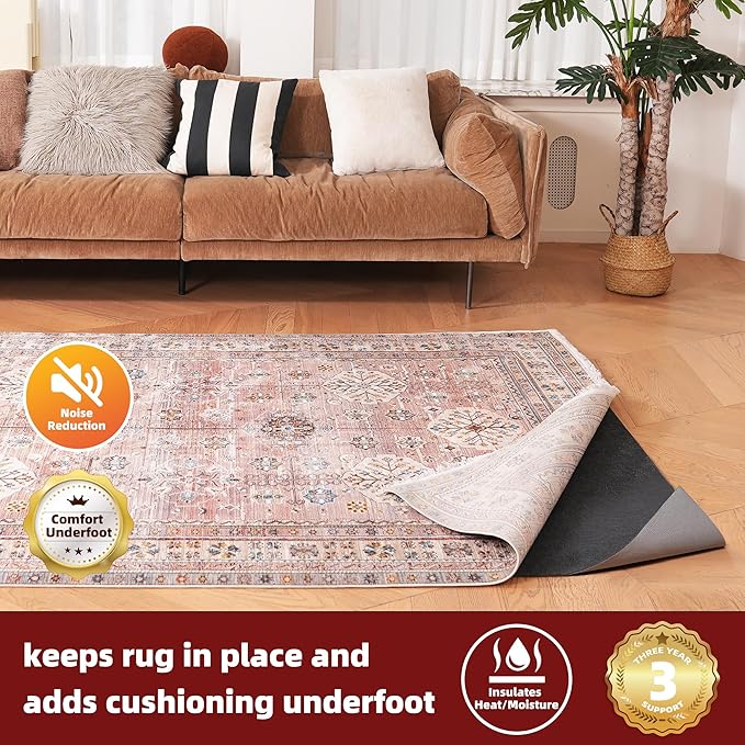 BAGAIL Felt and Natural Rubber Backing Rug Pads 1/8” Thick, 8 x 11 Ft Non Slip Rug Gripper Keep Rugs in Place, Under Area Rug Protective Cushioned Pads, Carpet Runners, Hardwood Floors Protection