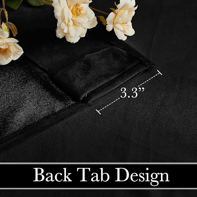 RYB HOME Velvet Closet Curtains 84 inches, Room Darkening Thermal Insulated Privacy Back Tab Drapes for Doorway Enterway, Dormitory, Black, W 42 x L 84 inches, 2 Panels Set