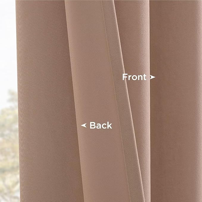 Joydeco Velvet Curtains Rose Beige Blackout Curtains Thermal Insulated 90 inches Long Window Curtains Super Soft Room Darkening Drapes for Bedroom Living Room Elegant Rod Pocket 2 Panels Rose Beige