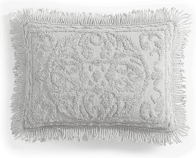 Beatrice Home Fashions Medallion Chenille Bedspread, Standard Sham, Gray