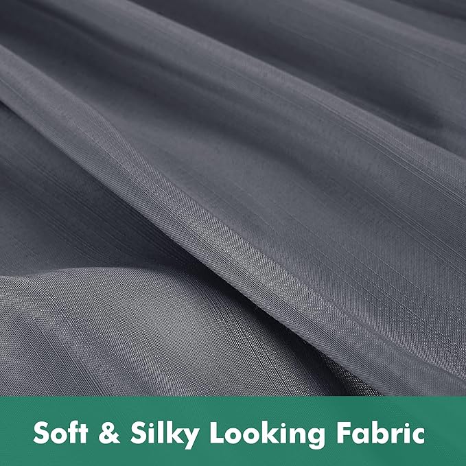 Biscaynebay Wrap Around Bed Skirts with Split Corners for Queen Beds 18" Drop, Dark Grey Adjustable Elastic Dust Ruffles Easy Fit Wrinkle Resistant Silky Luxurious Fabric Machine Washable