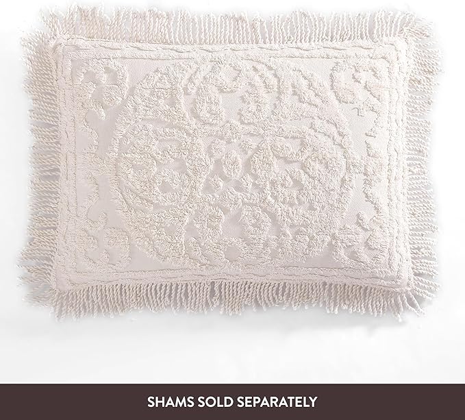 Beatrice Home Fashions Medallion Chenille Bedspread, Queen, Blush