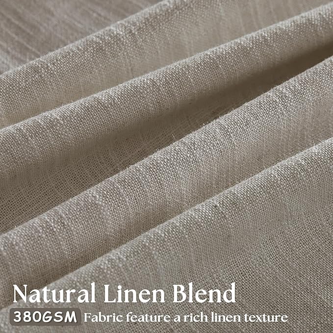 Linen Sheer Pleated Curtains 120 Inches Long 70 Inch Wide Patio Sliding Door Curtains Light Filtering Semi Sheer Pinch Pleat Drapes Burlywood Taupe Extra Wide 70x120 Drapes for Living Dining Room