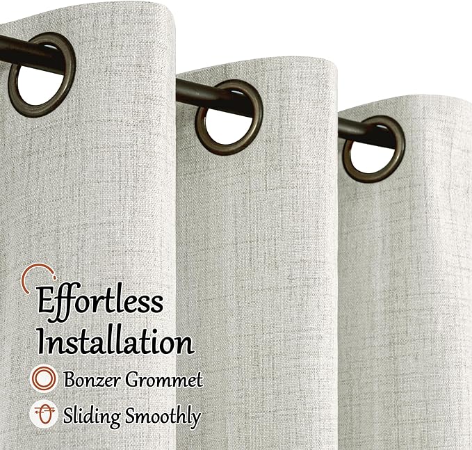 Linen Blackout Curtains for Living Room Narrow Window, Thermal Insulated Complete Light Blocking Soundproof Small Curtains for Bedroom, Each 38 Inch Wide 80 Inch Length 2 Panels, Light Grey