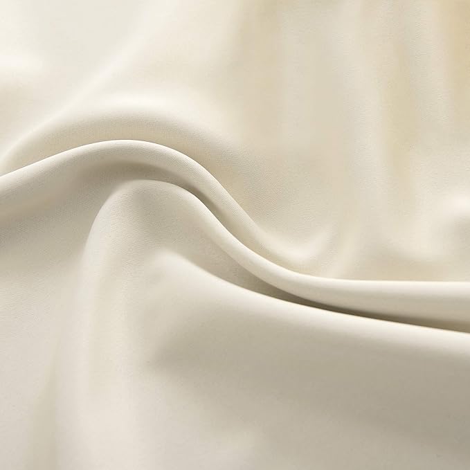 DONREN Cream Beige Room Darkening Curtains for Bedroom 42 x 63 Inch Length Thermal Insulated Rod Pocket Curtains,1 Pair