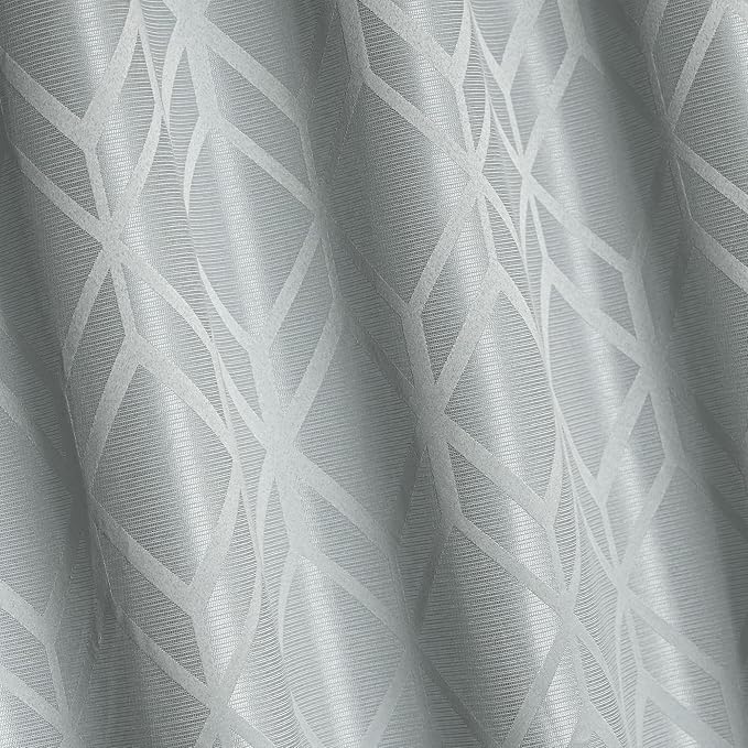 Amazon Basics Jacquard 2-Piece 100% Blackout Curtains, Living Room and Bedroom Drapes, Thermal Insulated Window Treatment, 42"x63", Light Grey