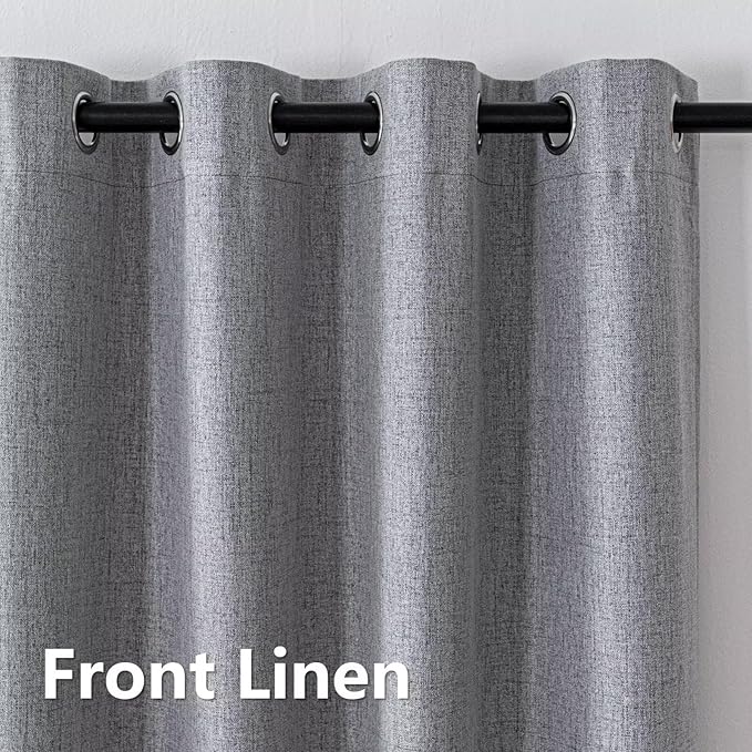 100% Blackout Curtains 90 Inch Length 2 Panels Set, Black Out Curtains for Living Room, Light Grey Thermal Insulated Grommet Drapes Bedroom Luxury Decor Privacy(52W × 90L inch, Light Grey)