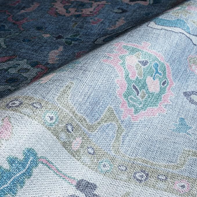 Fame Rugs Lavender Modern Oushak Rug 2'6"x7', Washable Vintage Turkish Colorful Oriental Antique Inspired Foldable Small Runner Rugs, Luxury Living Room Bedroom (386PBL, 2'6" x 7')
