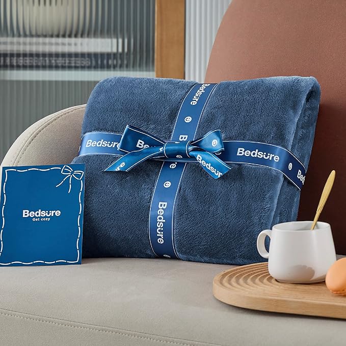 Bedsure GentleSoft Fleece Blanket California King Mineral Blue - Lightweight Plush Fuzzy Cozy Soft Bed Blankets, 102x96 inches