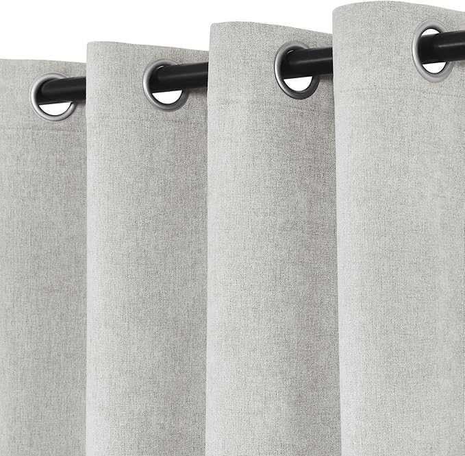 Macochico 100% Blackout Curtains Luxury Chenille Curtains for Living Room Thermal Blackout Curtains for Bedroom Hotel Banquet Classic Decor White Curtains with Tieback 72" Wx96 L Grommet 1 Panel