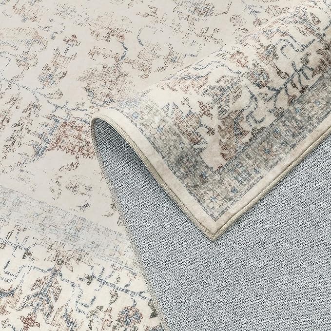 Taupe Runner Rug 2x7 Hallway Machine Washable Kitchen Vintage Distressed Non Slip Long Carpet Indoor Retro Floral Bedroom Accent Throw Rug for Bathroom Office Laundry Dining Living Room