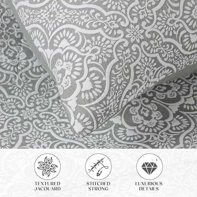 Superior 3 Piece Bedspread Set, Home Bed Decor, Decorative Bed Spread, 2 Pillow Shams, Medium Weight Blanket, Floral Matelasse Coverlet, Bedding Essentials, Enzy Collection, California King, Sage