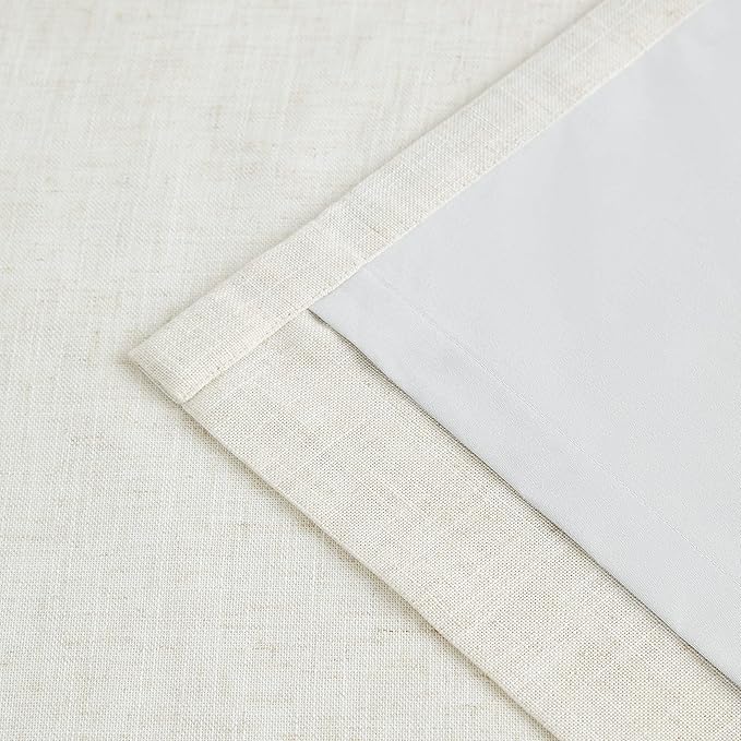 Vision Home Natural Linen Full Blackout Curtains 84 inch Length for Bedroom Living Room Darkening Soundproof Window Panels Thermal Insulated Rod Pocket Back Tab Farmhouse Drapes 56" Wx84 Lx2
