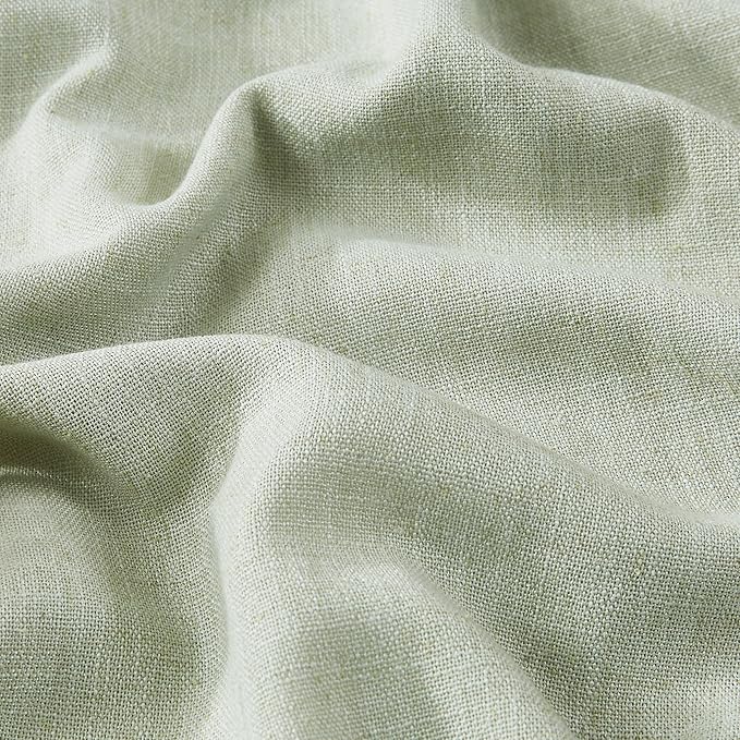 Vision Home Light Green Linen Full Blackout Curtains for Bedroom Living Room Darkening Energy Efficient Window Panels 72 inch Thermal Insulated Rod Pocket Back Tab Linen Drapes 56" Wx72 Lx2
