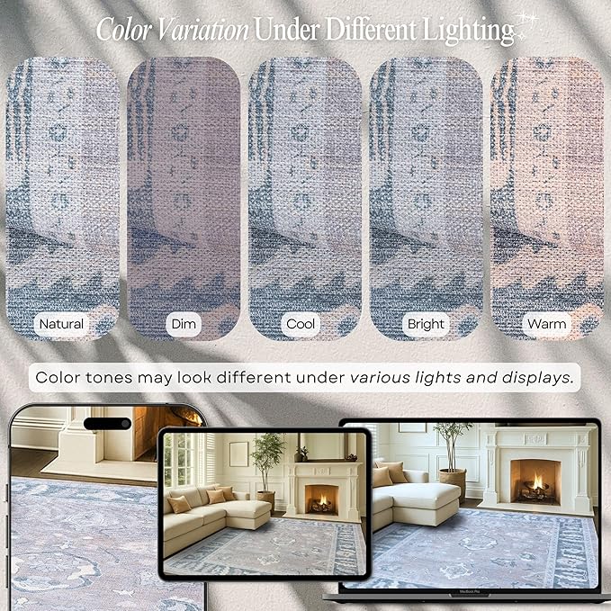 Fame Rugs Gray Modern Oushak Rug 2x3, Vintage Doormat Turkish Colorful Oriental Antique Inspired Washable Small Area Rug, Luxury Living Room Bedroom (389GBB, 2' x 3')
