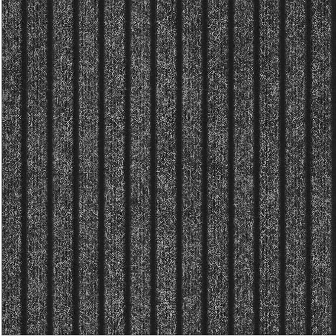 Ottomanson 2' x 15' Hallway Runner with Scraper Pile Extra Durable Non-Slip Rug Mat for Indoor & Outdoor Use - Ideal for Kitchen, Entryway, Patio & Garage - High-Traffic Carpet, Black