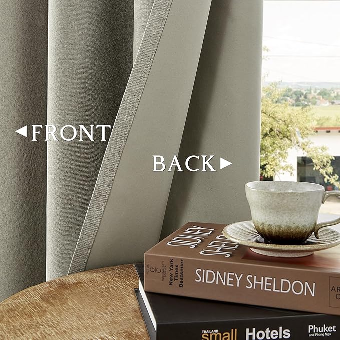ChrisDowa 100% Blackout Sand Solid Curtains 84 Inches Long 2 Panels for Bedroom Living Room,Farmhouse Room Darkening Thermal Insulated Soundproof Grommet Top Window Treatment Drapes,52x84