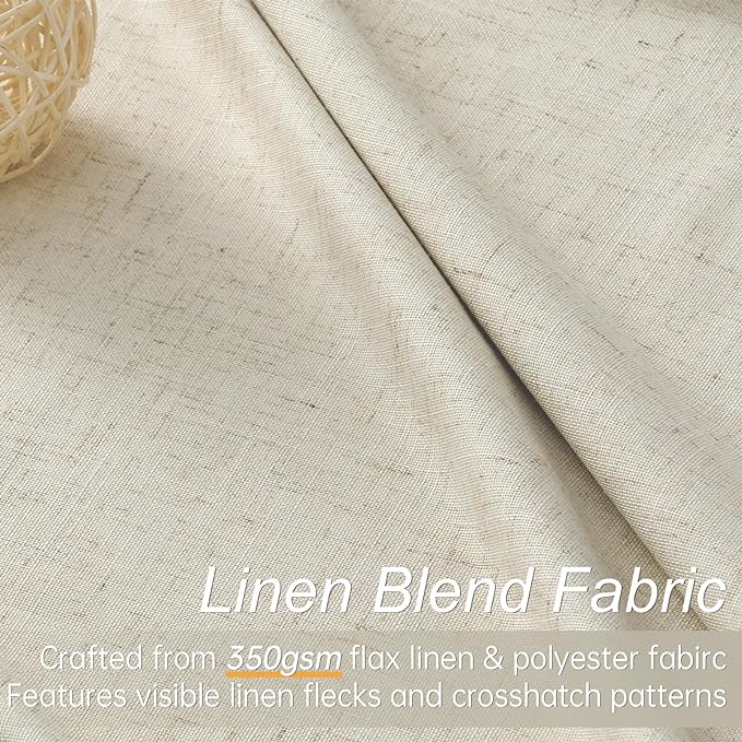 Topfinel 90 Inches Long Full Blackout Cream Farmhouse Linen Curtains for Bedroom, Ivory Pinch Pleated Curtains, Decorative Elegant Farmhouse Lined Drapes 2 Panels Set for Living Room Sliding Door