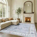 Fame Rugs Gray Modern Oushak Rug 5x7, Washable Vintage Turkish Colorful Oriental Antique Inspired Area Rugs, Luxury Living Room Bedroom (Gbeige, 5' x 7')