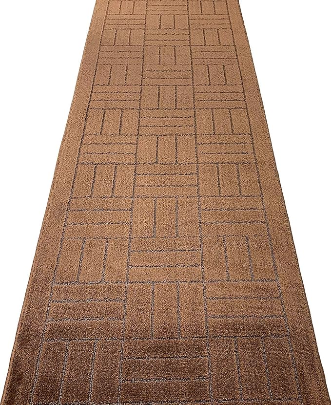 Custom Length Hallway Runner Rug,Slip Resistant,Bricks Brown, 26 Inch X 26 feet, Sold and Priced Per Foot