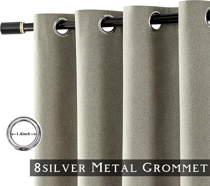 ChrisDowa 100% Blackout Sand Solid Curtains 120 Inches Long 2 Panels for Bedroom Living Room,Farmhouse Room Darkening Thermal Insulated Soundproof Grommet Top Window Treatment Drapes,52x120