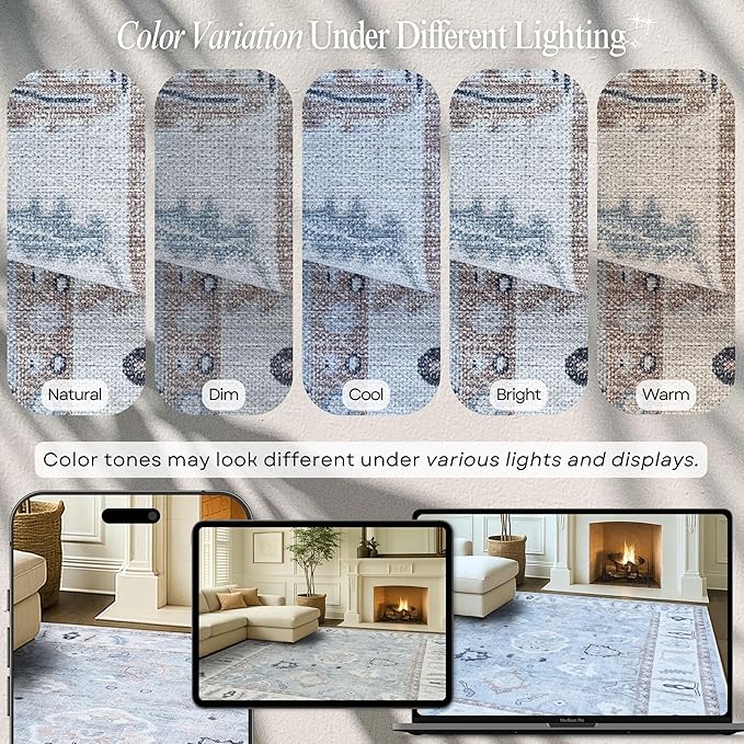 Fame Rugs Gray Modern Oushak Rug 2x3, Vintage Doormat Turkish Colorful Oriental Antique Inspired Washable Small Area Rug, Luxury Living Room Bedroom (Gbeige, 2' x 3')