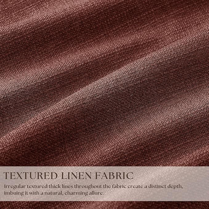 Brick Brown Pinch Pleated Blackout Linen Curtains 120 Inches Long for Living Room Bedroom 2 Panels Room Darkening Thermal Insulated Red Chestnut Country Farmhouse 100% Black Out Window Curtain Drapes