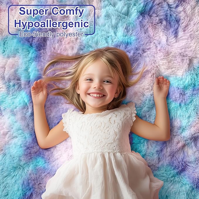 PAGISOFE Machine Washable Rainbow Runner Rugs for Girls Bedroom Hallway Plush Fluffy Purple Rug 2x6 Ft, Soft Carpet for Kids Room, Non-Slip Indoor Floor Rugs for Nursery Kids Girls Room Home Decor