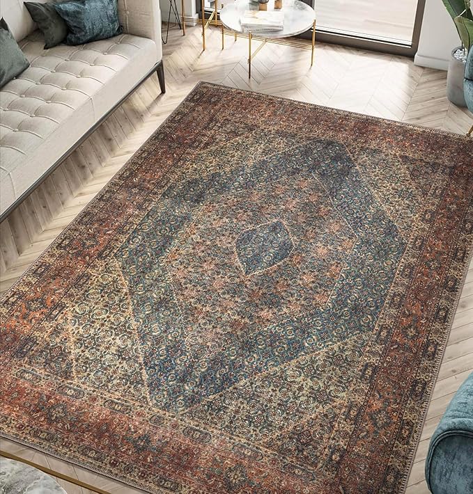 Keen Home Design 3x5 Rug - Machine Washable Entry Rug with Non-Slip Backing, Ideal for Enteryway, Kitchen, Bathroom, Laundry Room - Vintage, Easy Clean, Durable, Low Pile Rug - (3' x 5')
