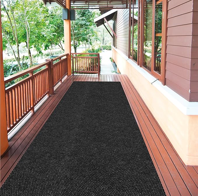 Ottomanson Commercial Scrape Rib Entry Mat – Heavy Duty Ribbed Floor Mat for High Traffic – Non Slip Rubber Back, Waterproof – Indoor Outdoor Use for Offices, Schools, Lobbies, 2' x 55', Black