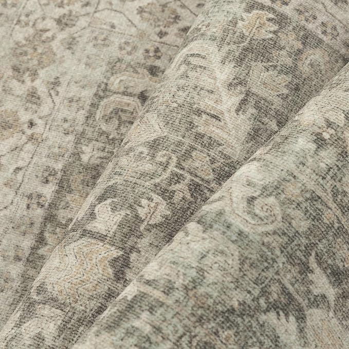 Brown 6x9 Area Rug Vintage Washable Living Room Carpet Non Slip Bedroom Indoor Office Low Pile Large Traditional Distressed Retro Accent Rug for Dining Room Bathroom Kitchen