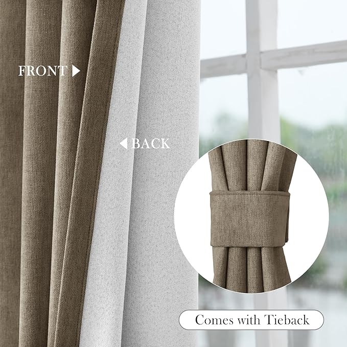 Macochico Full Blackout Curtains 84 Inches Long Insulated Noise Reducing Chenille Curtains for Living Room Bedroom Nursery Auditorium Palm Curtains with Tieback Grommet 72" Wx84 L 1 Panel