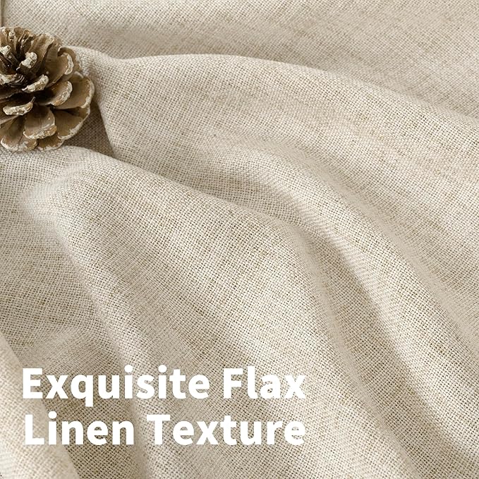 YoungsTex Linen Curtains 63 Inch Length for Living Room, Boho Cream Semi Sheer Window Drapes Textured Light Filtering for Bedroom Rustic, 38 x 63 Inch, 2 Panels