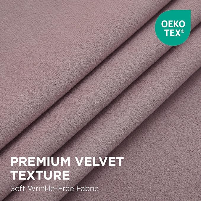 Joydeco Rose Pink 100% Blackout Curtains 120 Inch 2 Panels, Luxury Thermal Pink Velvet Curtains for Bedroom Living Room, Soundproof Blackout Window Drapes, Rod Pocket & Back Tab (52W x 120L)