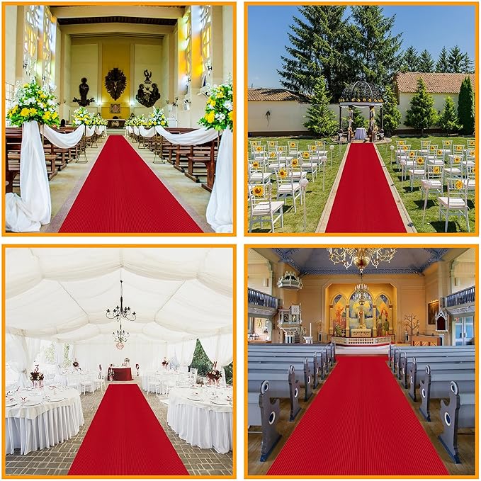 Ottomanson 6'6" x 42' Hallway Runner with Scraper Pile Extra Durable Non-Slip Rug Mat for Indoor & Outdoor Use - Ideal for Kitchen, Entryway, Patio & Garage - High-Traffic Carpet, Red
