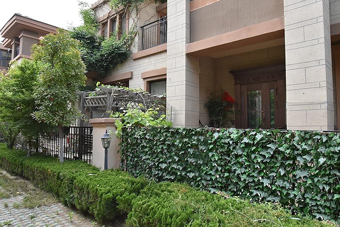 Sumery Expandable Fence Privacy Screen for Balcony Patio Outdoor,Decorative Faux Ivy Fencing Panel,Artificial Hedges (Single Sided Leaves) (4, Green-Ivy)