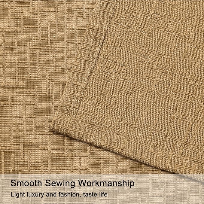 Extra Long Linen Curtains 144 inch Length 2 Panels Thick Faux Linen Blended Window Drapes Burlap Textured Curtains with Grommet for Living Room Farmhouse 12ft (52x144 Light Coffee) Natural
