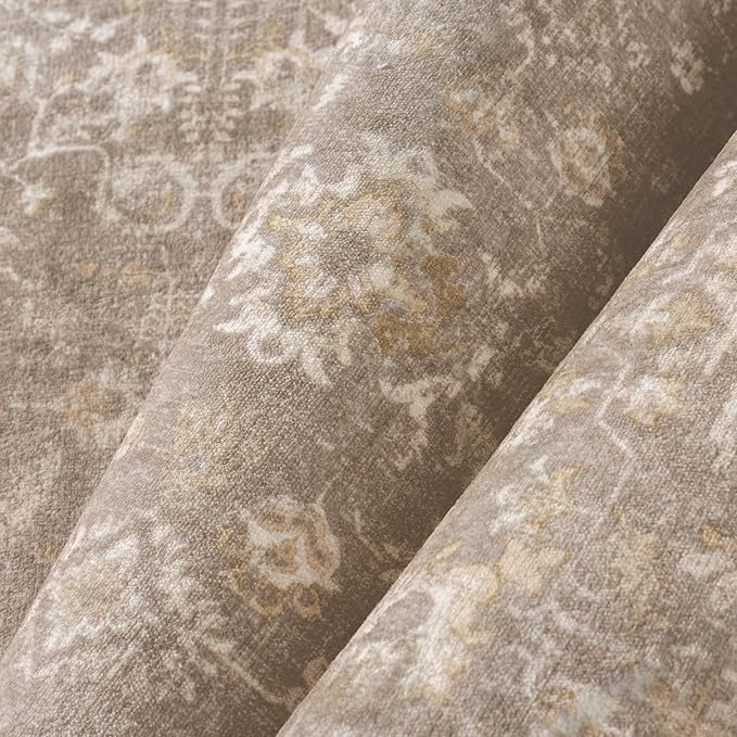 5x7 Deep Brown Area Rug Non Slip Vintage Living Room Distressed Machine Washable Carpet Traditional Indoor Bedroom Deep Brown Retro Floral Accent Throw Rug for Office Kitchen Dorm Dining Room