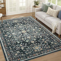 AMADA HOMEFURNISHING 6x9 Area Rugs, Washable Low-Profile Large Living Room Rug with Non-Slip Backing & Durable Edge Binding, Soft Vintage Rug for Bedroom, Dinning Room, Home Office