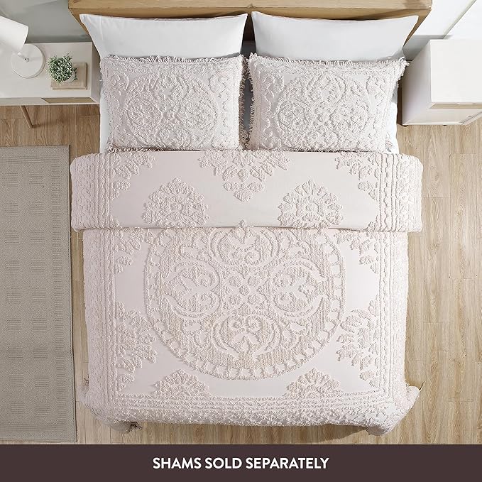 Beatrice Home Fashions Medallion Chenille Bedspread, Full, Blush