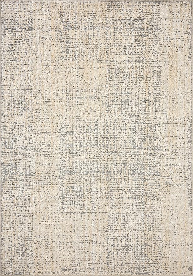 Loloi Amber Lewis Bexley Collection BEX-03 Natural/Slate 6'-6" x 9'-3" Area Rug Neutral, Textured, Living, Bedroom, Dining, Carpet