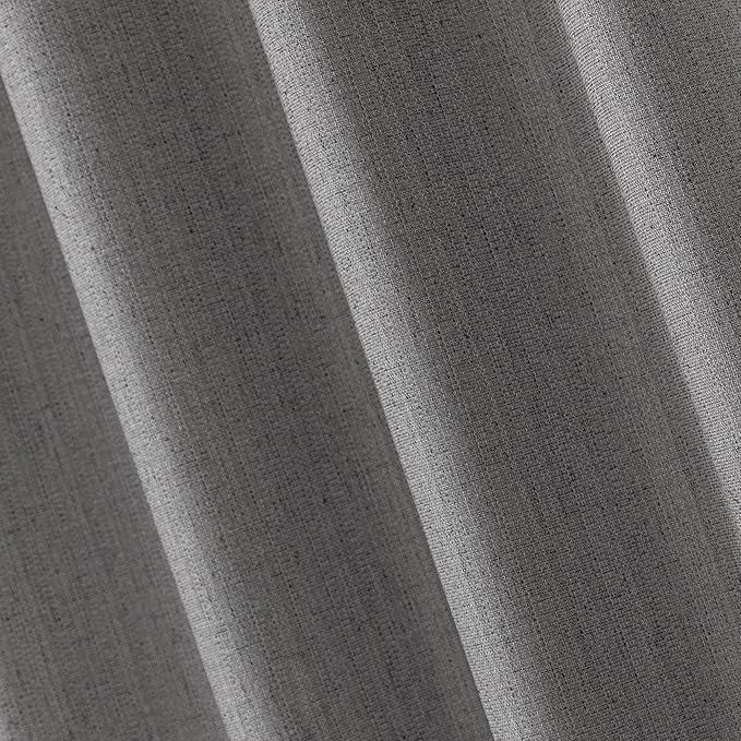 Amazon Basics Faux Linen Blackout Curtains for Bedroom and Living Room, 2-Piece Set with Grommets, 52" W x 95" L, Grey