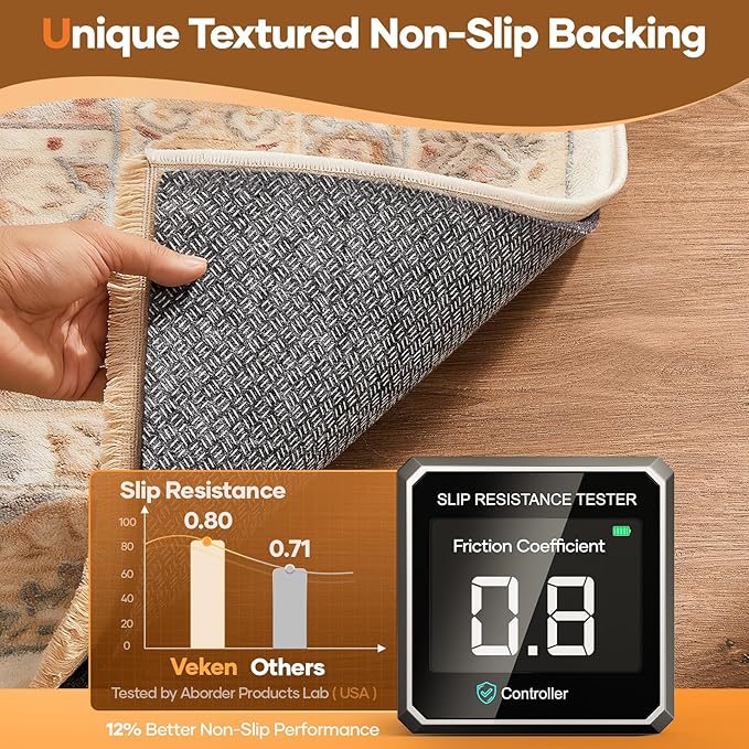 Veken Non Slip Cushioned Rug Pad Gripper 3 x 5 Ft, Felt and Silicone Backing, 1/4 inch Thick Carpet Liner for Hardwood Floors and Finishes, Under Area Rugs Anti Skid Mat, Keep Rugs Safe and in Place